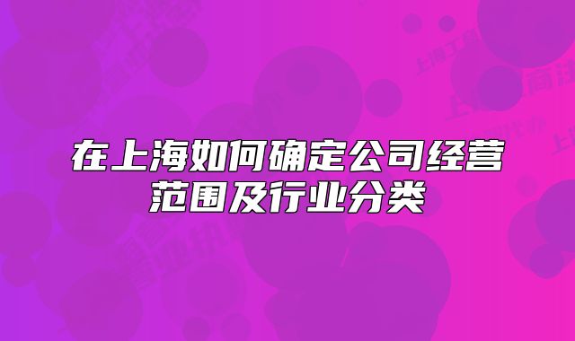 在上海如何确定公司经营范围及行业分类