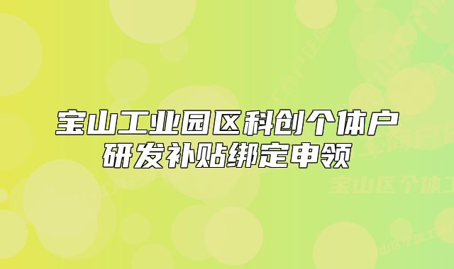 宝山工业园区科创个体户研发补贴绑定申领