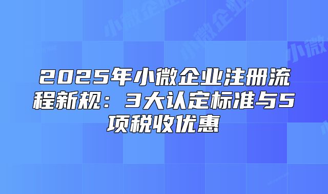 2025年小微企业注册流程新规：3大认定标准与5项税收优惠
