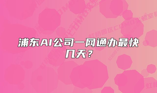 浦东AI公司一网通办最快几天?