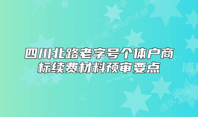 四川北路老字号个体户商标续费材料预审要点