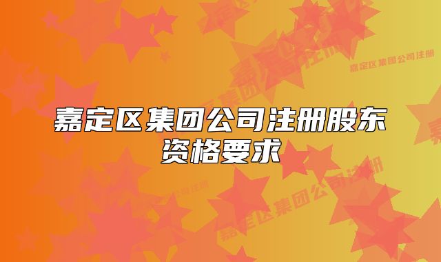 嘉定区集团公司注册股东资格要求