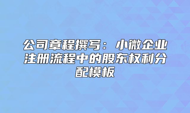 公司章程撰写:小微企业注册流程中的股东权利分配模板