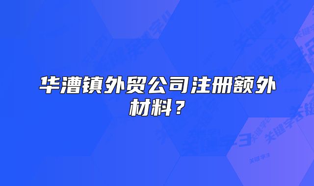 华漕镇外贸公司注册额外材料?