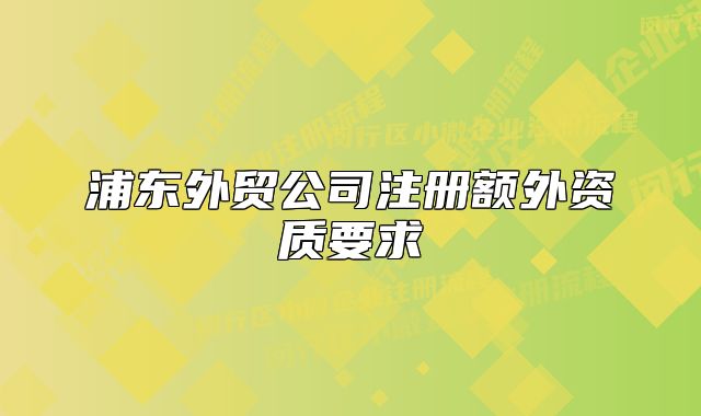 浦东外贸公司注册额外资质要求