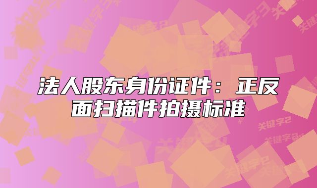 法人股东身份证件：正反面扫描件拍摄标准