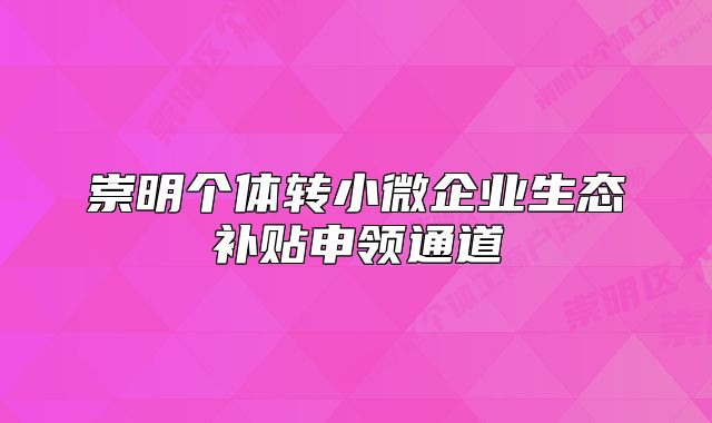 崇明个体转小微企业生态补贴申领通道