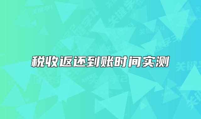 税收返还到账时间实测