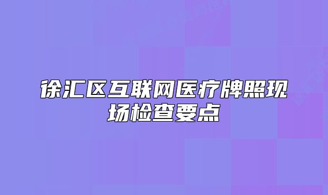 徐汇区互联网医疗牌照现场检查要点