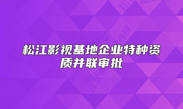 松江影视基地企业特种资质并联审批