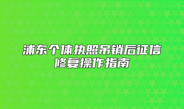 浦东个体执照吊销后征信修复操作指南