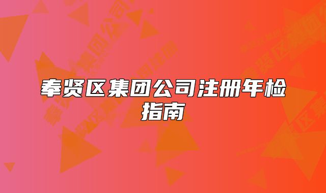 奉贤区集团公司注册年检指南