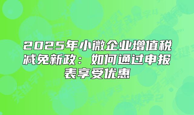 2025年小微企业增值税减免新政:如何通过申报表享受优惠