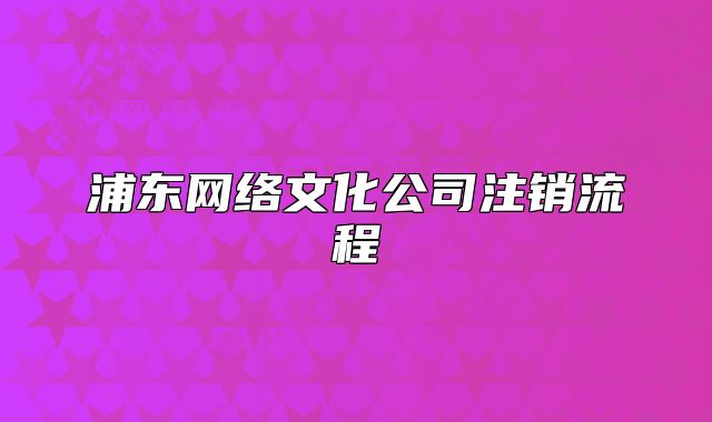 浦东网络文化公司注销流程