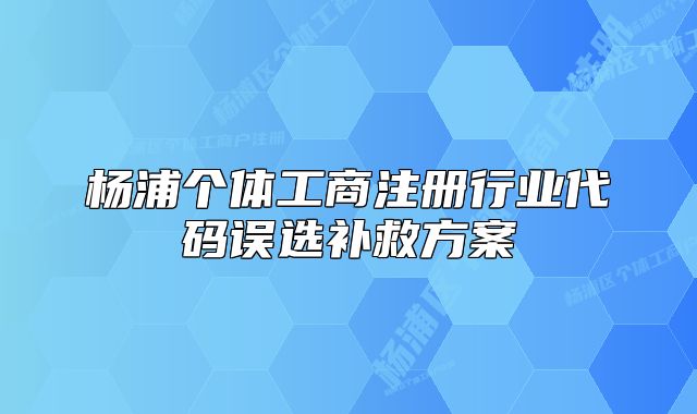 杨浦个体工商注册行业代码误选补救方案