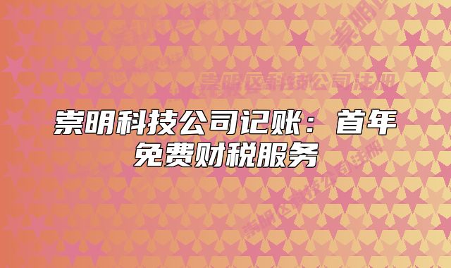 崇明科技公司记账：首年免费财税服务