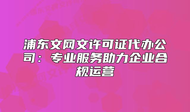 浦东文网文许可证代办公司:专业服务助力企业合规运营
