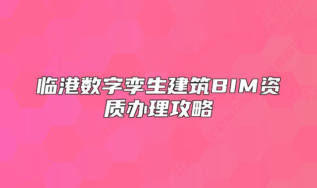 临港数字孪生建筑BIM资质办理攻略