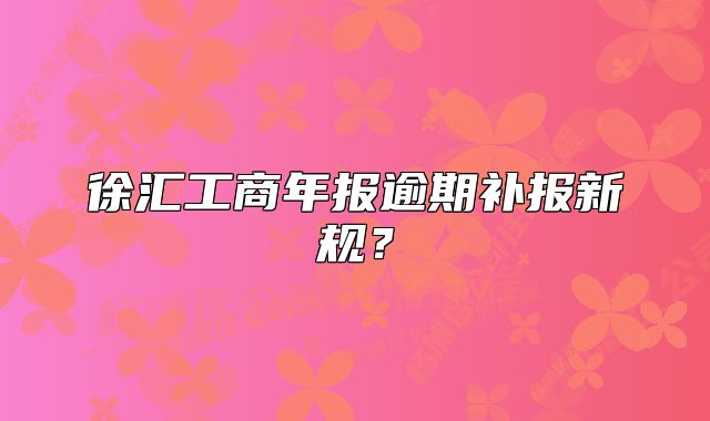 徐汇工商年报逾期补报新规？