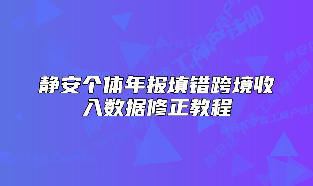 静安个体年报填错跨境收入数据修正教程