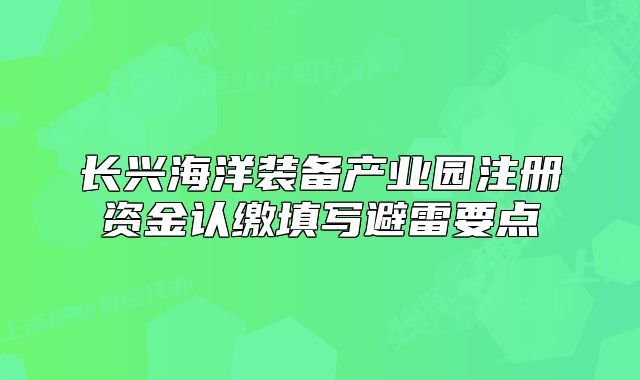 长兴海洋装备产业园注册资金认缴填写避雷要点