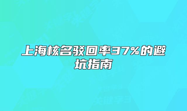 上海核名驳回率37%的避坑指南