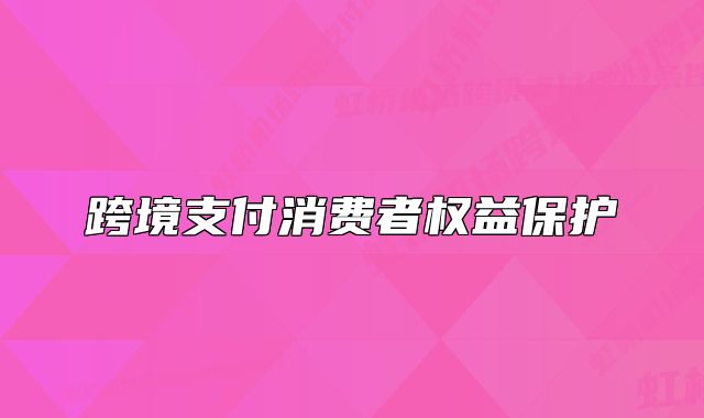 跨境支付消费者权益保护