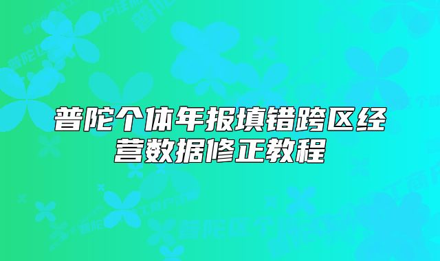普陀个体年报填错跨区经营数据修正教程