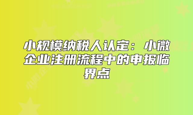 小规模纳税人认定:小微企业注册流程中的申报临界点