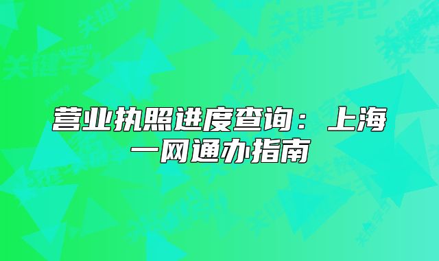 营业执照进度查询：上海一网通办指南