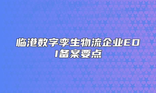临港数字孪生物流企业EDI备案要点