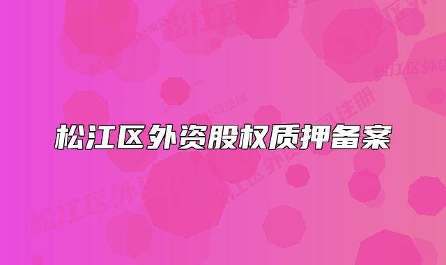 松江区外资股权质押备案