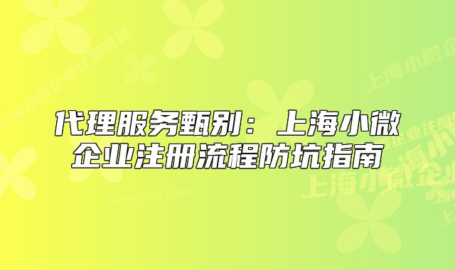 代理服务甄别:上海小微企业注册流程防坑指南