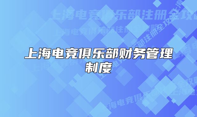 上海电竞俱乐部财务管理制度