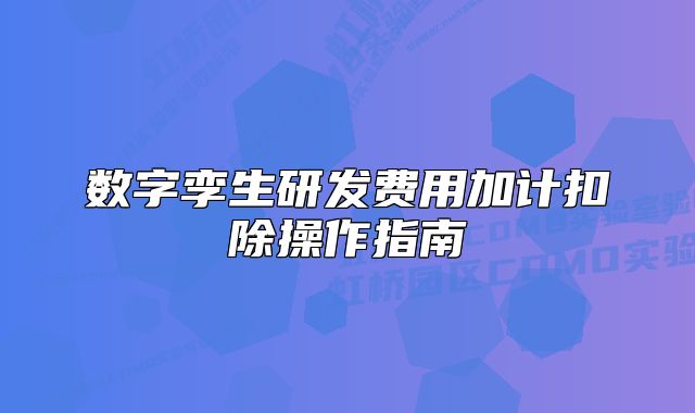 数字孪生研发费用加计扣除操作指南
