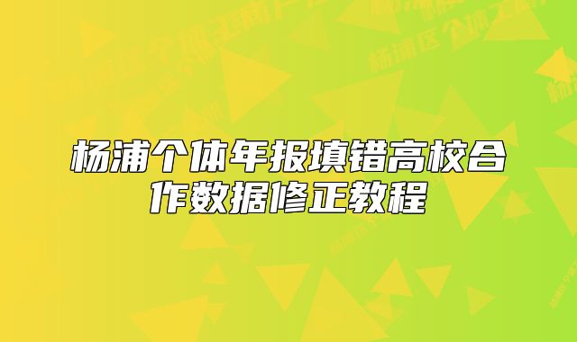 杨浦个体年报填错高校合作数据修正教程