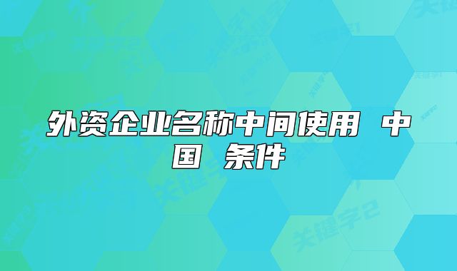 外资企业名称中间使用 中国 条件