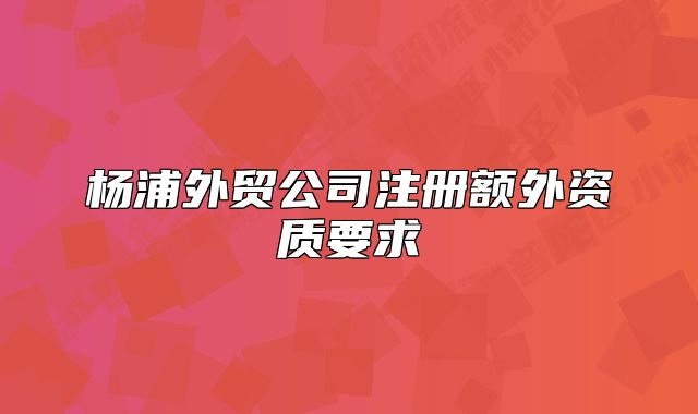 杨浦外贸公司注册额外资质要求