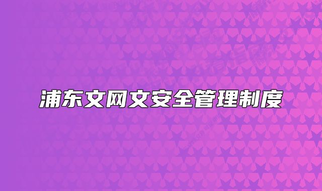 浦东文网文安全管理制度