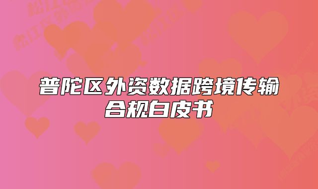 普陀区外资数据跨境传输合规白皮书