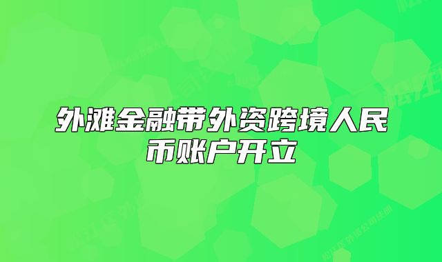 外滩金融带外资跨境人民币账户开立