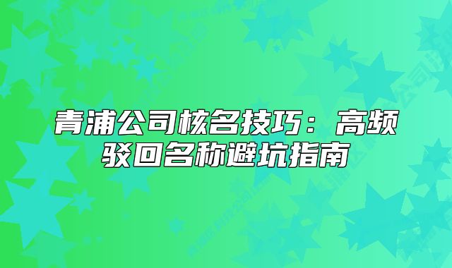 青浦公司核名技巧：高频驳回名称避坑指南