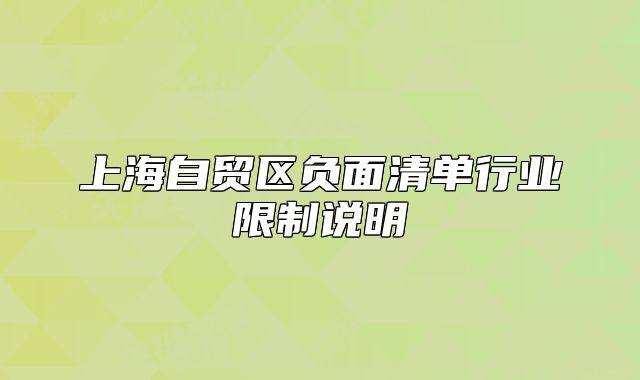 上海自贸区负面清单行业限制说明