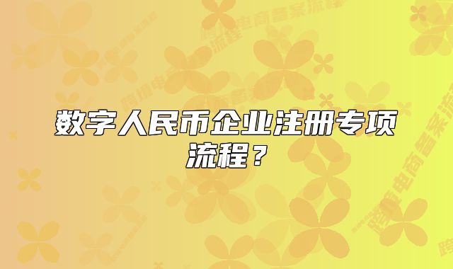 数字人民币企业注册专项流程？