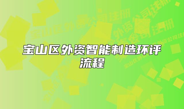 宝山区外资智能制造环评流程