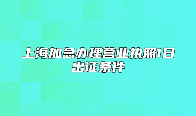 上海加急办理营业执照1日出证条件
