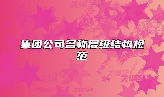 集团公司名称层级结构规范