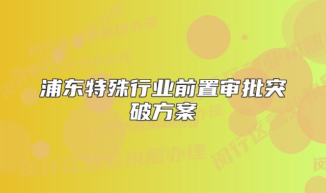 浦东特殊行业前置审批突破方案