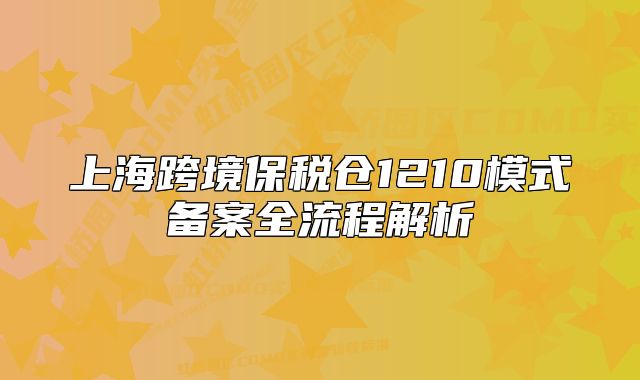 上海跨境保税仓1210模式备案全流程解析