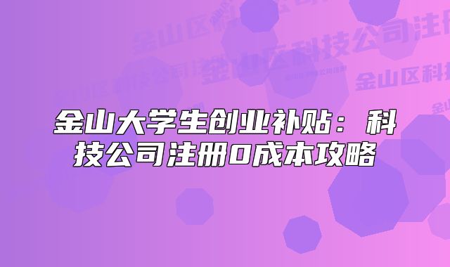 金山大学生创业补贴:科技公司注册0成本攻略